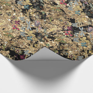 Marble Gold Meadow Butterfly snijdt Pareltjes Diam Cadeaupapier