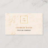 Marble gold monogram foto Qr code logo elegant Visitekaartje (Voorkant)