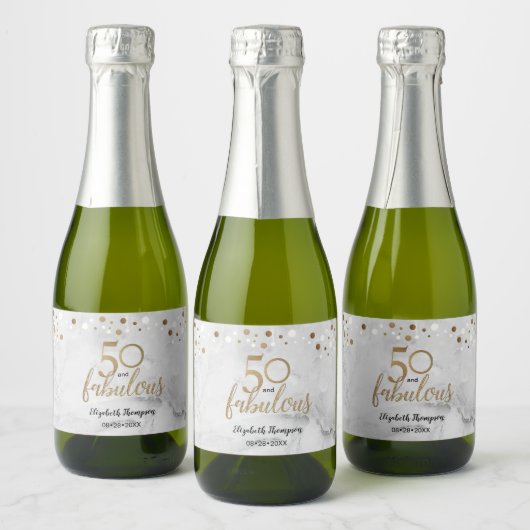 Marble Gold Personalized 50 en Fabulous Sparkling Wijnetiket (Flessen)