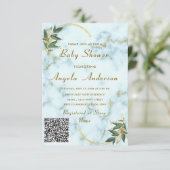 Marble Gold QR Code bébé fille douche Invitation (Debout devant)