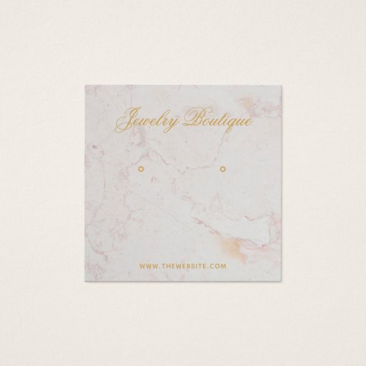 Marble Gold Script QR Code Earring Display Kaart (Voorkant)