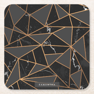 Marble Golden Mosaic Vierkante Kartonnen Onderzetter