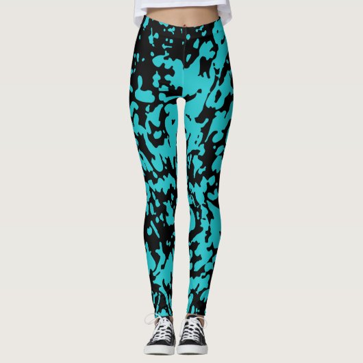 Marble Granite Texture Blue Leggings (Voorkant)