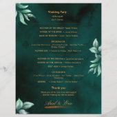 Marble Greenery Classic Elegant Wedding Programme (Achterkant)