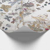 Marble Grey Gold Meadow Butterfly snijdt Gem Cadeaupapier (Hoek)