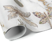 Marble Grey Gold Meadow Butterfly snijdt Gem Cadeaupapier (Rol Hoek)