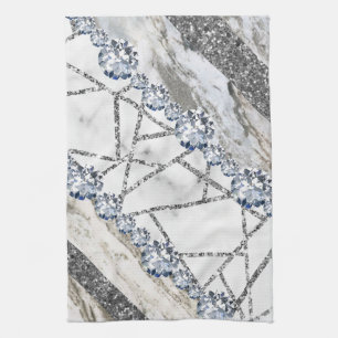 Marble Grey Gold White Theedoek