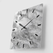 Marble Grey Silver Graphite Carrara Minimale Black Vierkante Klok (Hoek)
