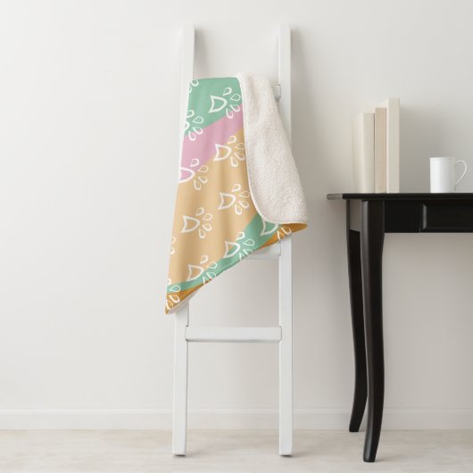 Marble Groovy (Pet Paw afdrukken) Retro Sherpa Deken (In situ)