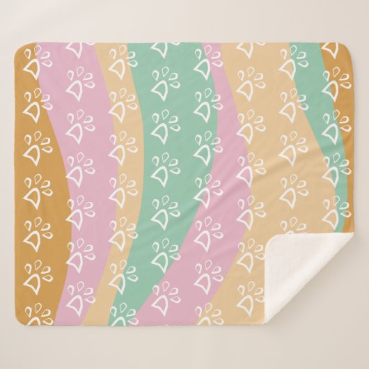 Marble Groovy (Pet Paw afdrukken) Retro Sherpa Deken (Voorkant (horizontaal))