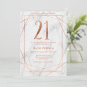 Marble Line Art 21st Birthday Invitation Kaart (Staand voorkant)