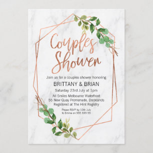Marble Line Art Green Couples Shower Invitation