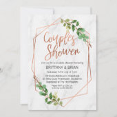 Marble Line Art Greenery Paren Douche Uitnodiging (Voorkant)