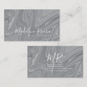 Marble Liquid Agate Style Salon Home Grey Visitekaartje (Voorkant / Achterkant)