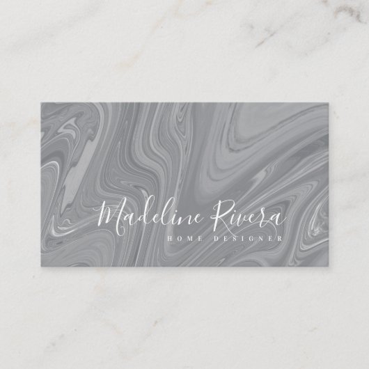 Marble Liquid Agate Style Salon Home Grey Visitekaartje (Voorkant)