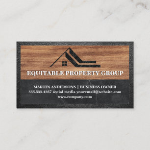 Marble Logo Real Estate Agent   Houtleder Visitekaartje