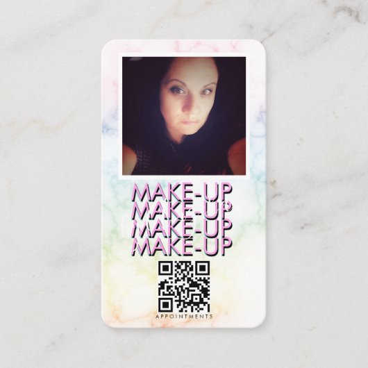 Marble Makeup Salon QR Code Foto Visitekaartje (Voorkant)