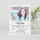 Marble Memorial Photo Funeral Celebration of Life Kaart (Staand voorkant)