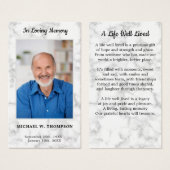 Marble Memorial Sympathy Photo Funeral Prayer Card (Devant & derrière)