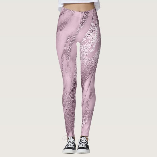 Marble Minimal Abstract Metallic Lila Lavanda Pin Leggings (Voorkant)