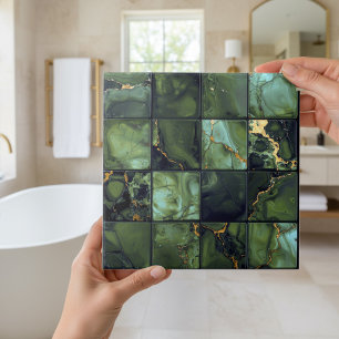 Marble Mix 4x4 Squares Olijfgroen ID1186c Tegeltje