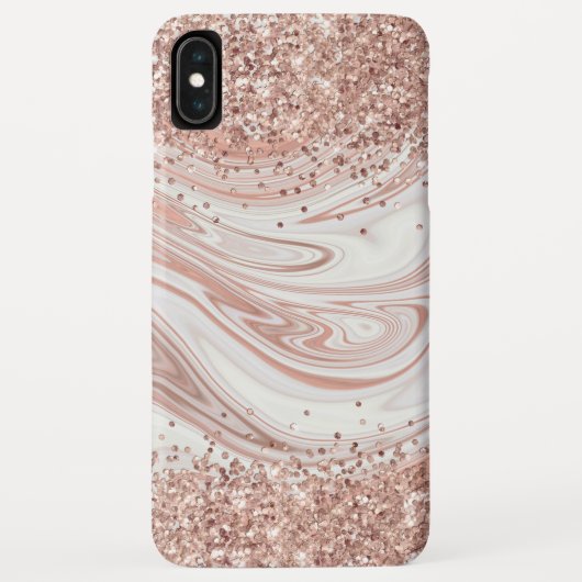 Marble Modern Liquid Ink Roos Gold Glitter Case-Mate iPhone Case (Achterkant)