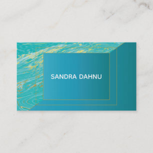 Marble Modern Minimal cyan turquoise Visitekaartje