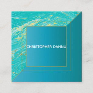 Marble Modern Minimal Turquoise cyaan Vierkante Visitekaartje
