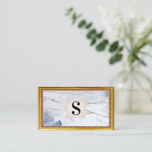 Marble Monogram | ANTIEK LIJST VISITEKAARTJE (Staand voorkant)
