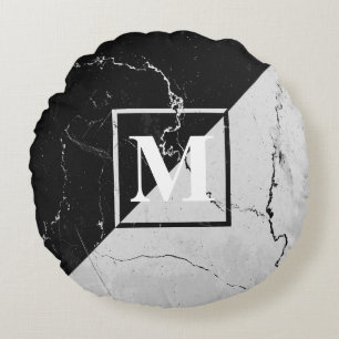 Marble Monogram Rond Kussen