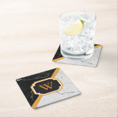 Marble Monogram Vierkante Kartonnen Onderzetter (Insitu)