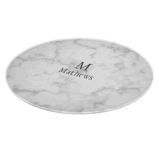 Marble Monogram White Custom 12" Snijplank (Hoek)