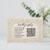 Marble Mystique QR Code Mariage Carte RSVP (Debout devant)