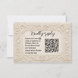 Marble Mystique QR Code Mariage Carte RSVP