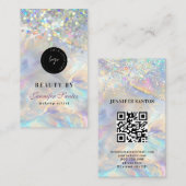 Marble Opal Holographic Glitter QR-code Visitekaartje (Voorkant / Achterkant)