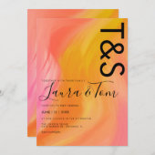 Marble Oranje Pink Typography Abstract Wedding Kaart (Voorkant / Achterkant)