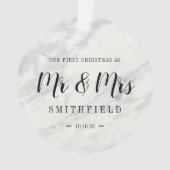 Marble Our First Kerstmis als Mr & Mrs Wedding Ornament (voorkant)