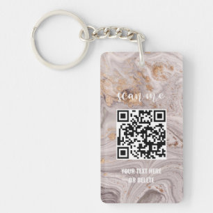 Marble Paars Gold Uw Logo QR Code Business Sleutelhanger