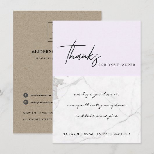 MARBLE PAARS TEXTURE CORPORATE BUSINESS LOGO BEDANKKAART (Voorkant / Achterkant)