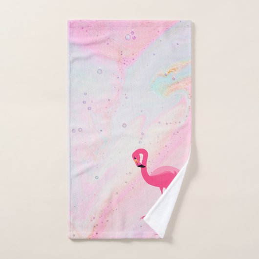 MARBLE PASTEL FLAMINGO BATHROOM TOWEL SET BAD HANDDOEK (Handdoek)