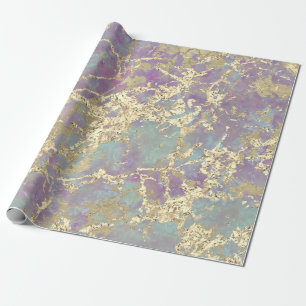 Marble Pastel Gold Aqua Strokes Gift Idee Cadeaupapier