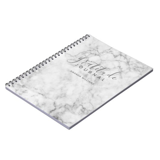 Marble Pattern Gratitude Journal - gray and white (Côté gauche)