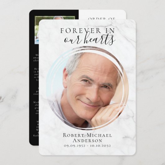 Marble Photo Funeral Programme Programma (Voorkant / Achterkant)
