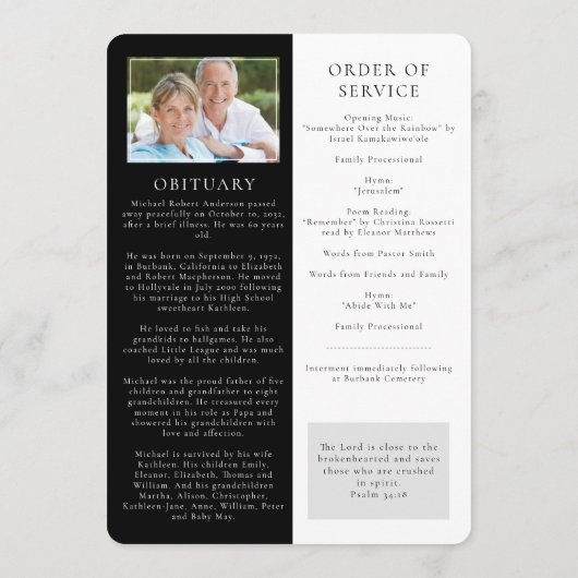 Marble Photo Funeral Programme Programma (Achterkant)