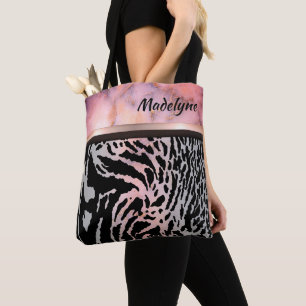 Marble Pink Chic Tiger Safari Print Draagtas