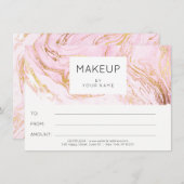 Marble Pink Rose Makeup Beauty Certificate Gift (Voorkant / Achterkant)