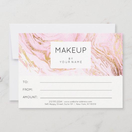 Marble Pink Rose Makeup Beauty Certificate Gift (Voorkant)
