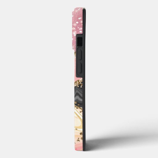 Marble Pink Sparkle Gold Glitter Agate Case-Mate iPhone Case (Achterkant / Links)