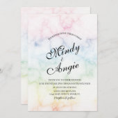 Marble Rainbow Gay Script Wedding Kaart (Voorkant / Achterkant)