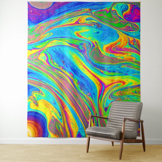 Marble Rainbow Swirls Bright en mooi Wandkleed (In situ)
